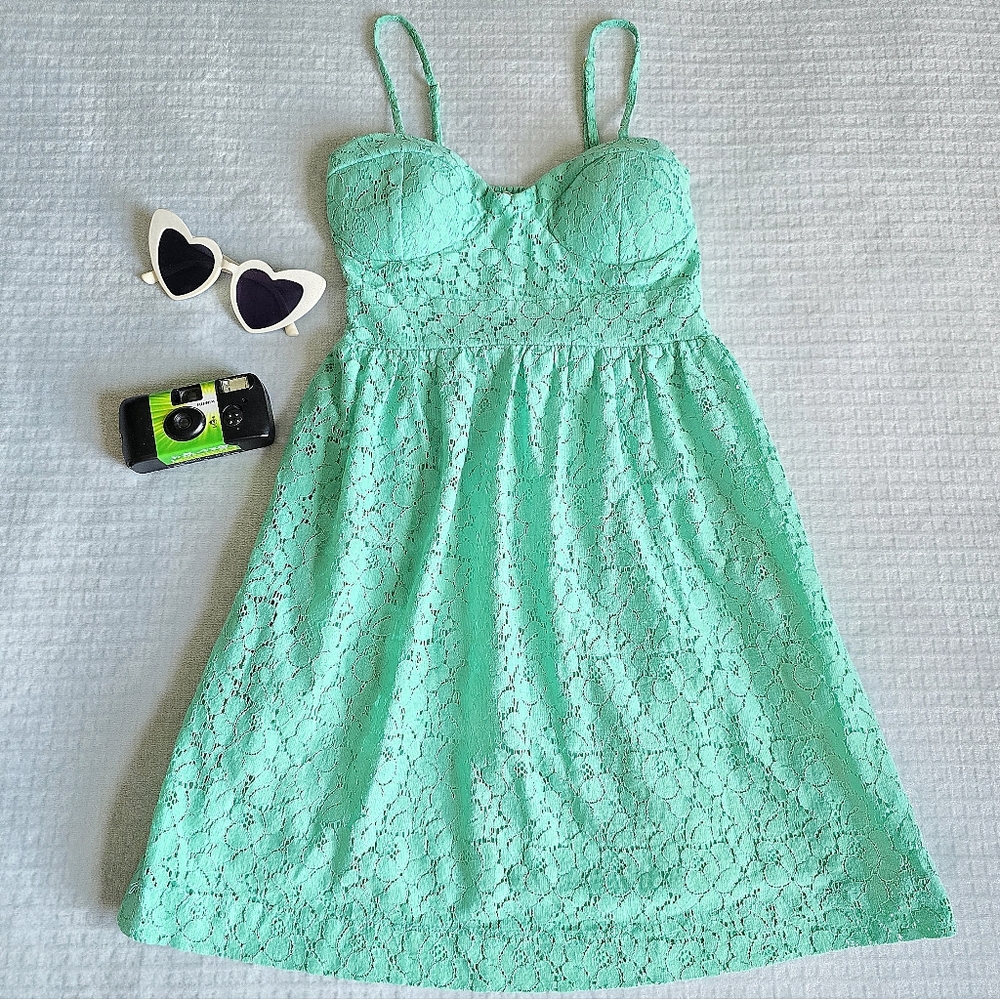 bluenotes mint lace bustier dress | y2k summer casual